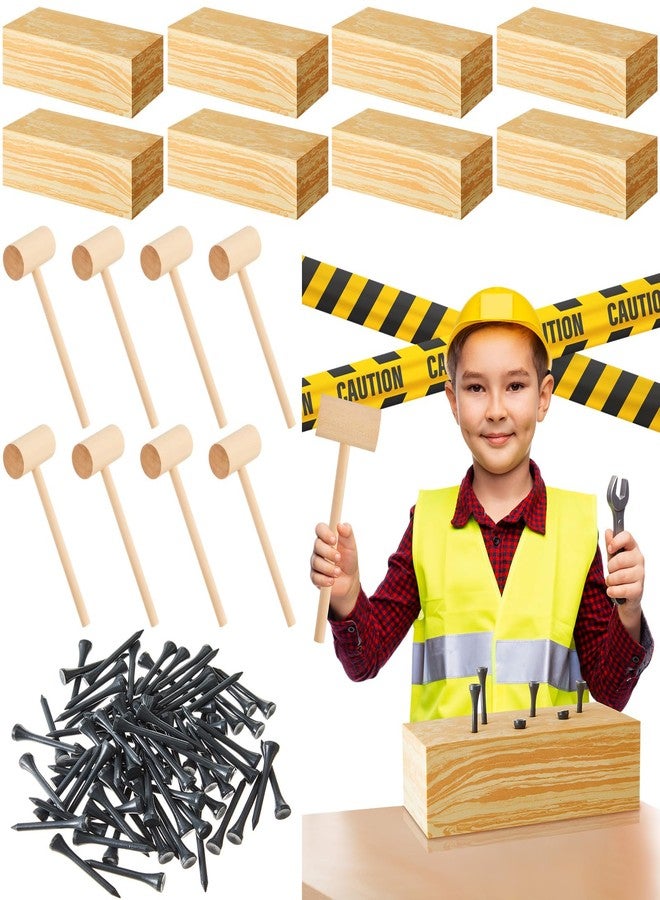 Realspring 8 Set Wooden Hammer Toys Kids Hammer Pounding Toy 8+ Year Old Carpentry Workbench Toys for Construction Birthday Party Supplies Montessori Education Boys and Girls Gift - Image 1